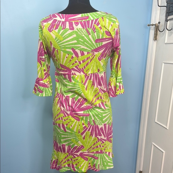 Vibrant Pink and Green Women's Dress - Picture 3 of 7